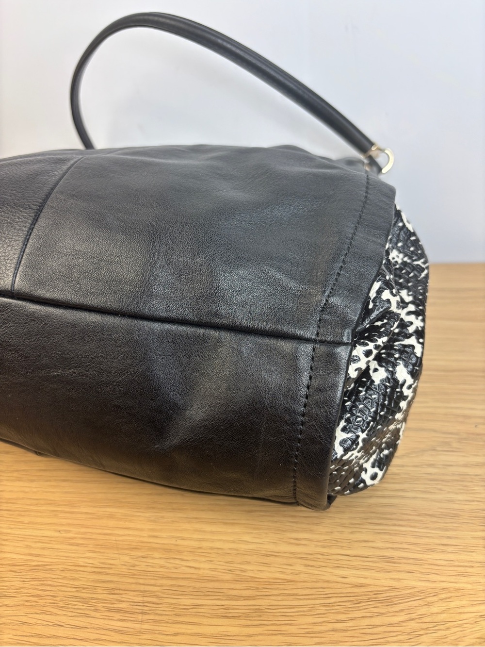 Coach Madison Phoebe Triple Section Two Tone Black/White Python Shoulder Bag - Picture 10 of 13